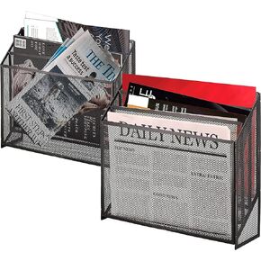 Halter Desk Mail Organizer for Countertops, Mesh Bill Desk Organizer, File and Letter Holder, Letter Tray, Paper Mail Sorter, Perfect for Home, Work, or Classroom Organization, Black