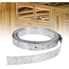 32ft Perforated Strap Tie Strap Brace,1 3/8" Width Tie Down Engineering,Galvanized Steel Coil Strapping,Commercial Strapping,Utility Strap for Wall Studs,Shear Wall X-Bracing,Bottom of Floor Joists