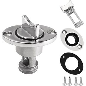 2 Pcs Oval Garboard Drain Plug,316 Stainless Steel Marine Drain Plug Kit Fits 1" Hole,with Waterproof O Seal Ring,Boat Transoms Garboard Drain Plug