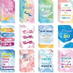 24 Pieces Inspirational Notepads Mini Motivational Notebooks Bulk Pocket Journal Inspirational Notepads Inspiring Notebook for Kids School Office Travel Present Supplies, 12 Styles (Cute Style)