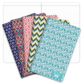 Elan Publishing Company Field Notebook/Pocket Journal - 3.5"x5.5" - Ikat Patterns - Lined Memo Book - Pack of 5