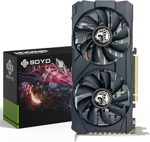 بطاقة رسومات SOYO NVIDIA Geforce RTX2060 Super Graphics، بطاقة فيديو GDDR6 256 بت سعة 8 جيجابايت لألعاب الكمبيوتر الشخصي مع منفذ عرض HDMI DVI PCI Express x 16 3.0 بطاقة رسومات للألعاب ذات مراوح مزدوجة in Kuwait