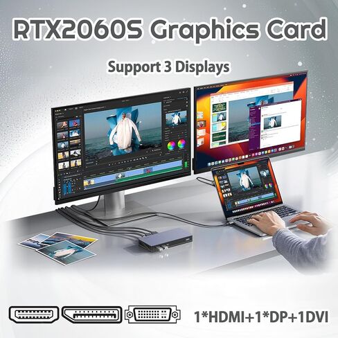 بطاقة رسومات SOYO NVIDIA Geforce RTX2060 Super Graphics، بطاقة فيديو GDDR6 256 بت سعة 8 جيجابايت لألعاب الكمبيوتر الشخصي مع منفذ عرض HDMI DVI PCI Express x 16 3.0 بطاقة رسومات للألعاب ذات مراوح مزدوجة in Kuwait