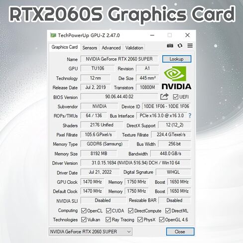 بطاقة رسومات SOYO NVIDIA Geforce RTX2060 Super Graphics، بطاقة فيديو GDDR6 256 بت سعة 8 جيجابايت لألعاب الكمبيوتر الشخصي مع منفذ عرض HDMI DVI PCI Express x 16 3.0 بطاقة رسومات للألعاب ذات مراوح مزدوجة in Kuwait