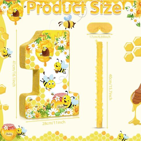 Bee Pinata First Birthday Pinata With Blindfold,Bat And Filler For Bee Gender Reveal Party Decorations, Baby Shower Kids First Birthday Party Supplies,16.14 x 11 x 3.15 Inch in Saudi Arabia