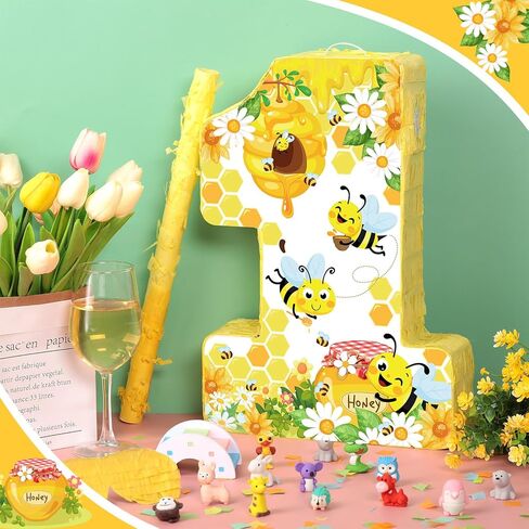 Bee Pinata First Birthday Pinata With Blindfold,Bat And Filler For Bee Gender Reveal Party Decorations, Baby Shower Kids First Birthday Party Supplies,16.14 x 11 x 3.15 Inch in Saudi Arabia