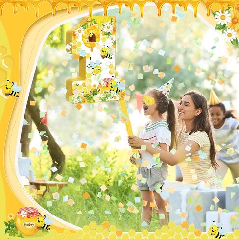 Bee Pinata First Birthday Pinata With Blindfold,Bat And Filler For Bee Gender Reveal Party Decorations, Baby Shower Kids First Birthday Party Supplies,16.14 x 11 x 3.15 Inch in Saudi Arabia