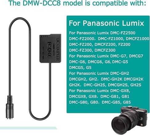 Raeisusp USB كابل DCC8 + DMW-DCC8 BLC12 BLC12E الدمية البطارية ل lumix GH2 GH2K GH2S G80 G81 G85 FZ1000 FZ300 FZ200 G6 G7 G5 DC-G90 DC-G91 DC-G95 DC-G99 in Kuwait
