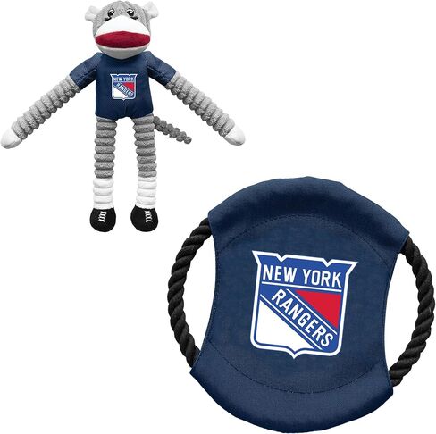 مجموعة ألعاب الحيوانات الأليفة من Littlearth للبالغين من الجنسين NHL New York Rangers Sock Monkey والقرص الطائر، لون الفريق، مقاس واحد in Saudi Arabia