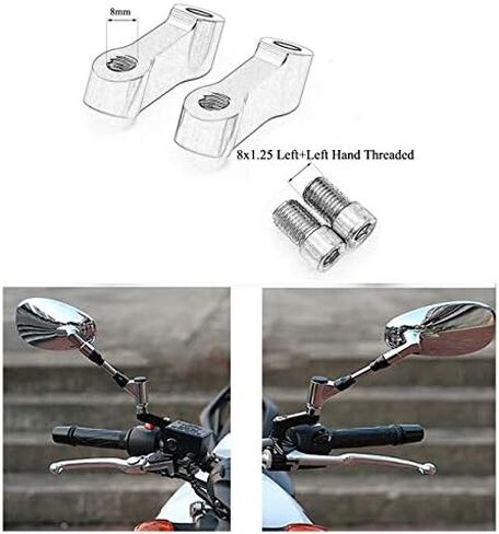 8mm X 1.25mm Pitch Right+Right Threaded Motorcycle Bike Cruisers Scooters Mirror Mount Riser Extender Adaptor Adapter Aluminum Moto M8 Accessories in Saudi Arabia