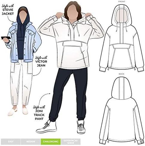 نمط الخياطة المقوس - بلوزة كينيدي بغطاء للرأس (الأحجام 10-22) in Kuwait