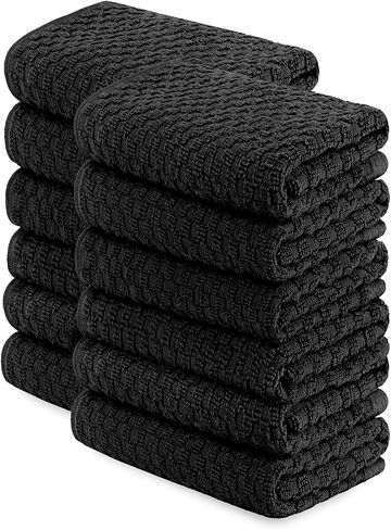 Super Absorbent Kitchen Towels 12 Pack - Premium 100% Cotton Kitchen Towels, 450GSM Thick Machine Washable Aqua Dish Towels for Kitchen Drying, Cleaning, Dobby Weave, Unmatched Quality in Saudi Arabia