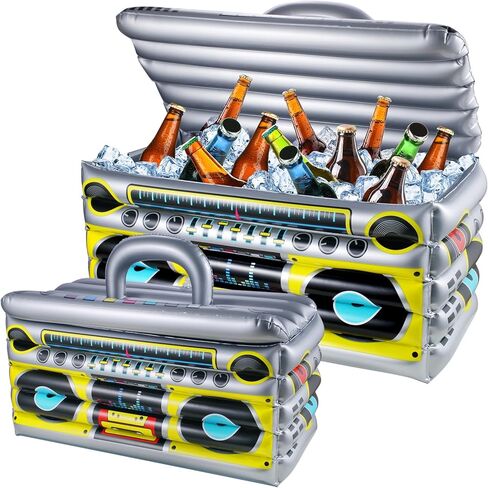 مبرد قابل للنفخ للحفلات، مبرد مشروبات قابل للنفخ على شكل راديو للحفلات، مبرد حفلات قابل للنفخ لديكورات الحفلات في الثمانينيات والتسعينيات in Kuwait