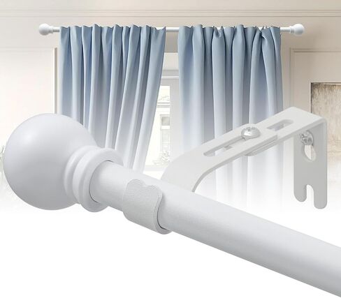 White Curtain Rod for Windows - 5/8 Inch Heavy Duty Stainless Steel Curtain Rod,Decorative Drapery Rods for Kitchen,Bedroom,Bathroom,28 to 48" Adjustable Curtain Pole for Valance,Blackout Grommet in Saudi Arabia