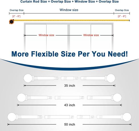 White Curtain Rod for Windows - 5/8 Inch Heavy Duty Stainless Steel Curtain Rod,Decorative Drapery Rods for Kitchen,Bedroom,Bathroom,28 to 48" Adjustable Curtain Pole for Valance,Blackout Grommet in Saudi Arabia