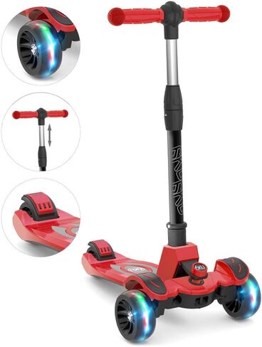 سكوتر للأطفال 6KU مع ارتفاع قابل للتعديل، سكوتر للأطفال الصغار مع عجلات فلاش واسعة، سكوتر للأطفال من سن 3 إلى 8 سنوات، يميل إلى التوجيه in Kuwait