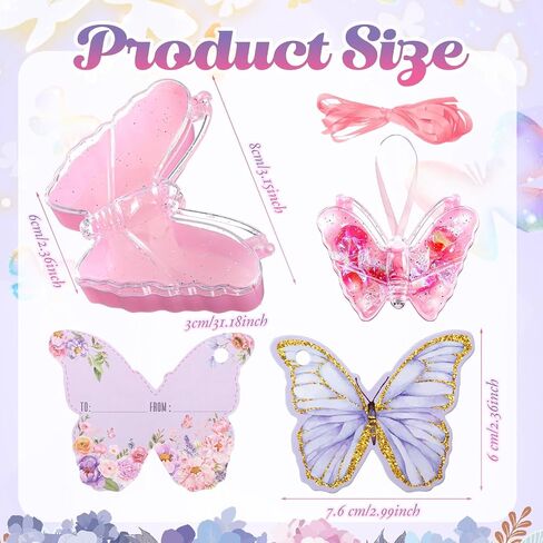 72 Pcs Butterfly Party Favors for Girls Butterfly Plastic Candy Boxes with Cards Lanyards Bulk Butterfly Shaped Gifts Box for Butterfly Baby Shower Favors Pink Purple Birthday Party Supplies in Saudi Arabia