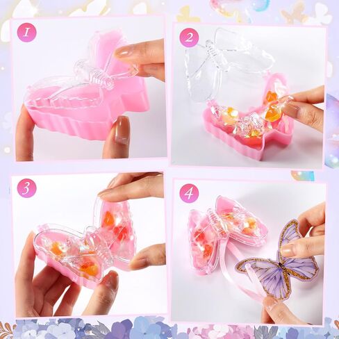 72 Pcs Butterfly Party Favors for Girls Butterfly Plastic Candy Boxes with Cards Lanyards Bulk Butterfly Shaped Gifts Box for Butterfly Baby Shower Favors Pink Purple Birthday Party Supplies in Saudi Arabia