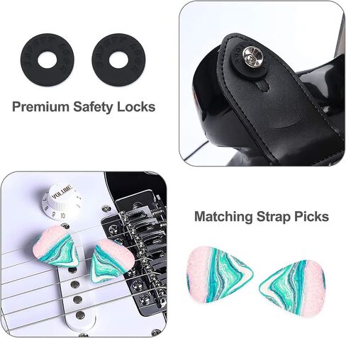 lizimandu Adjustable Guitar Strap Includes 2 Strap Locks & 4 Matching Picks in Saudi Arabia