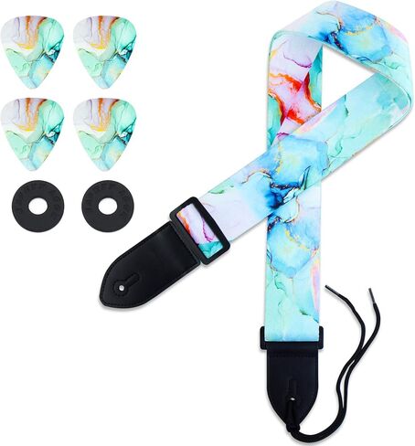 lizimandu Adjustable Guitar Strap Includes 2 Strap Locks & 4 Matching Picks in Saudi Arabia