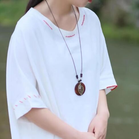 Leather Long Necklaces for Women Boho Vintage Wood Pendant Necklace Tree Flower Rudder Sweater Y Necklace for Girls Hippie Necklaces Jewelry in Saudi Arabia