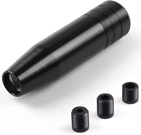 مقابض ناقل الحركة 5.1 بوصة، مقبض رأس ناقل الحركة ثقيل الوزن للسيارة مع رافعة تحويل من سبائك الألومنيوم تناسب معظم المركبات الأوتوماتيكية اليدوية مع 3 محولات مترابطة M8 M10 M12 x 1.25، أسود in Kuwait