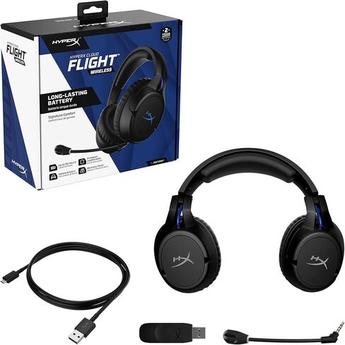HyperX Cloud Flight – Wireless Gaming Headset for PS5 and PS4, Up to 30-hour battery, Memory foam ear cushions and premium leatherette, Noise-Cancelling Microphone with LED Mic Mute (Renewed) in Saudi Arabia