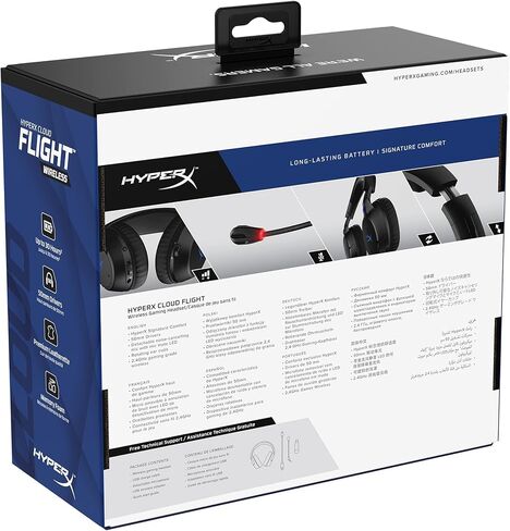 HyperX Cloud Flight – Wireless Gaming Headset for PS5 and PS4, Up to 30-hour battery, Memory foam ear cushions and premium leatherette, Noise-Cancelling Microphone with LED Mic Mute (Renewed) in Saudi Arabia