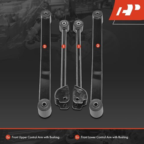 A-Premium Set of 4, Front Upper & Lower Control Arm Kit, with Bushing, Compatible with Jeep Wrangler 2007-2017, Wrangler JK 2018 in Saudi Arabia