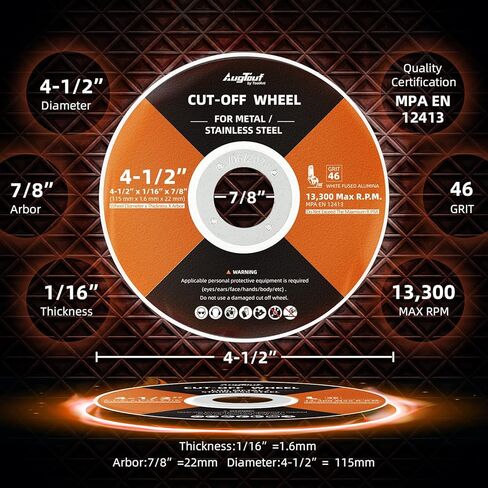Augtouf 25 Pack Cut Off Wheel, 4 1/2'' Angle Grinder Thin Cutting Wheels for Metal & Stainless Steel 4.5"x1/16"x7/8" in Kuwait