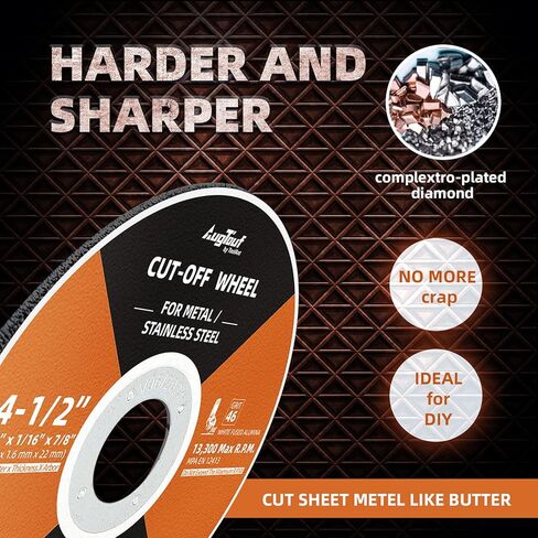 Augtouf 25 Pack Cut Off Wheel, 4 1/2'' Angle Grinder Thin Cutting Wheels for Metal & Stainless Steel 4.5"x1/16"x7/8" in Kuwait