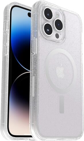OtterBox iPhone 14 Pro Max (Only) Symmetry Clear Series+ Case - Stardust (Clear/Glitter) - Ultra-Sleek - Snaps to MagSafe - Raised Edges Protect Camera & Screen - Non-Retail Packaging in Kuwait