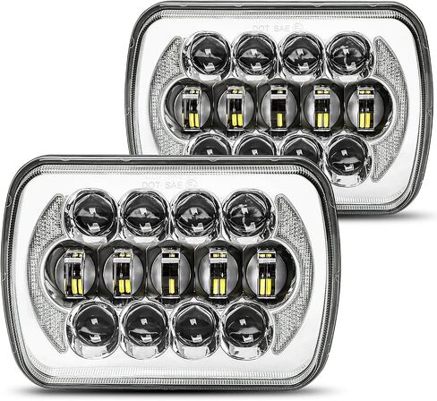 SPL 105W Brightest 5x7 7x6 Projector Led Headlights Sealed Beam H4 Plug H6054 H5054 with DRL Compatible with Jeep Wrangler YJ Cherokee XJ Ford Chevy GMC Toyota etc(Black Pair) in Saudi Arabia