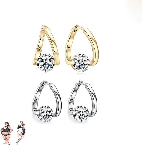 Lymphatic Drainage Slimming Hoop Earrings, Rhinestone Hoop Flysmus Halolux Lymphvity Germanium Earrings Lymphatic Acupuncture Earrings Fashion Jewelry Gift For Women Girls in Kuwait