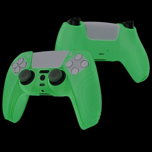 eXtremeRate PlayVital Samurai Edition Black Anti-Slip Controller Silicone Skin for ps5, Ergonomic Soft Rubber Protective Case for ps5 Controller with Black Thumb Stick Caps in Saudi Arabia