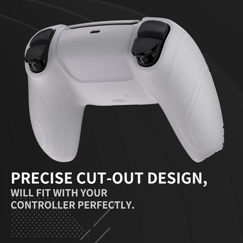 eXtremeRate PlayVital Samurai Edition Black Anti-Slip Controller Silicone Skin for ps5, Ergonomic Soft Rubber Protective Case for ps5 Controller with Black Thumb Stick Caps in Saudi Arabia