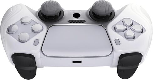 eXtremeRate PlayVital Samurai Edition Black Anti-Slip Controller Silicone Skin for ps5, Ergonomic Soft Rubber Protective Case for ps5 Controller with Black Thumb Stick Caps in Saudi Arabia