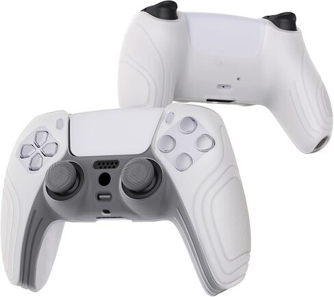 eXtremeRate PlayVital Samurai Edition Black Anti-Slip Controller Silicone Skin for ps5, Ergonomic Soft Rubber Protective Case for ps5 Controller with Black Thumb Stick Caps in Saudi Arabia