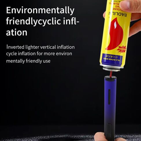 Butane Torch Lighters, 7.9IN Refillable Torch Lighter Adjustable Jet Flame Butane Lighter Long Pen Lighter for Grill BBQ Candle Camping (Gas Not Included) (Blue) in Saudi Arabia