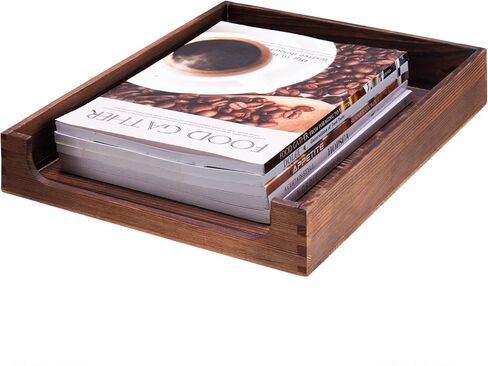 صينية رسائل خشبية من NiOffice منظم سطح المكتب من خشب الصنوبر الطبيعي، تخزين متعدد الوظائف للمكتب والمطبخ - مثالي للملفات واللوازم والإكسسوارات الصغيرة، توفير مساحة قابلة للتكديس (حرق ريفي) in Kuwait