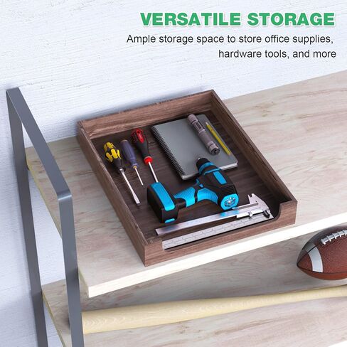 صينية رسائل خشبية من NiOffice منظم سطح المكتب من خشب الصنوبر الطبيعي، تخزين متعدد الوظائف للمكتب والمطبخ - مثالي للملفات واللوازم والإكسسوارات الصغيرة، توفير مساحة قابلة للتكديس (حرق ريفي) in Kuwait