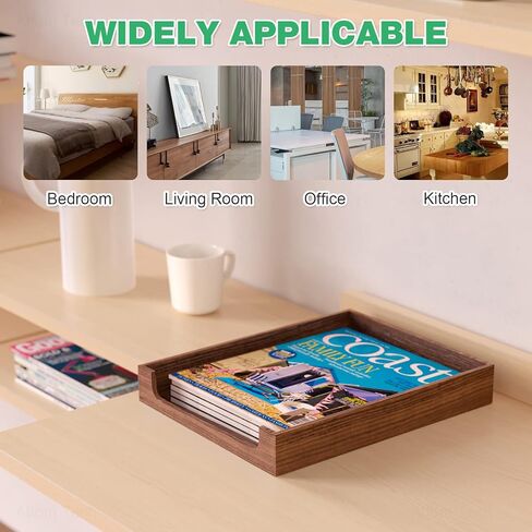 صينية رسائل خشبية من NiOffice منظم سطح المكتب من خشب الصنوبر الطبيعي، تخزين متعدد الوظائف للمكتب والمطبخ - مثالي للملفات واللوازم والإكسسوارات الصغيرة، توفير مساحة قابلة للتكديس (حرق ريفي) in Kuwait