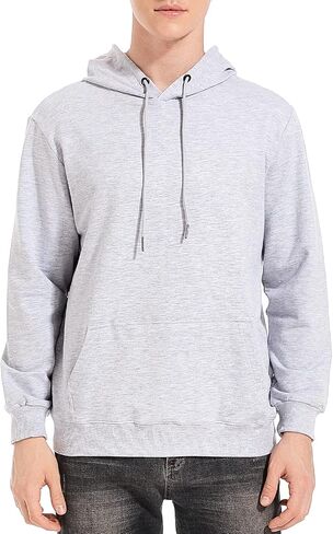 IJARL Men's Lightweight Pullover Hoodie Cotton Casual Hooded Sweatshirt Long Sleeve Fashion Drawstring with Pockets in Saudi Arabia