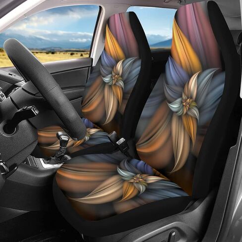 BIGCARJOB ريترو زهرة نمط أغطية مقاعد السيارات 2 قطعة مجموعة سهلة التركيب كامل التفاف دلو مقعد يغطي مرونة الظهر ، تناسب معظم المركبات in Kuwait