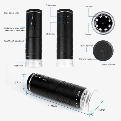 Wireless Digital Microscope, Electronic Microscope, 1000X Zoom HD, 1080P in Saudi Arabia