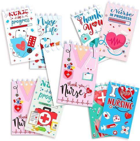 دفاتر ملاحظات LOONELO Nurse Week، 8 قطع من دفاتر ملاحظات جيب الممرضات الصغيرة، مجلة جيب الممرضة، هدايا التمريض اللوازم المكتبية لتقدير التمريض، التخرج، التقاعد، طلاب الطب، الفصل الدراسي (أبيض) in Saudi Arabia