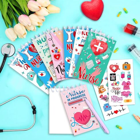 دفاتر ملاحظات LOONELO Nurse Week، 8 قطع من دفاتر ملاحظات جيب الممرضات الصغيرة، مجلة جيب الممرضة، هدايا التمريض اللوازم المكتبية لتقدير التمريض، التخرج، التقاعد، طلاب الطب، الفصل الدراسي (أبيض) in Saudi Arabia