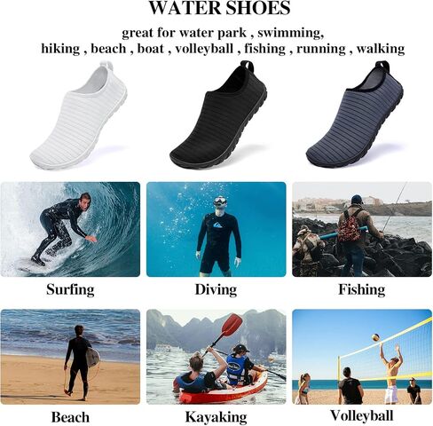 Racqua Men&Women Quick-Dry Water Shoes Breathable Pool Beach Swim Shoes Aqua Socks for Hiking Surf Diving Sport Black 7.5W/6.5M in Saudi Arabia