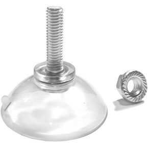 DANXQ Clear PVC M6 Lengthened Thread Long Screw Suction Cup Hook with Nut, Diameter 4.4 cm / 1.73 Inch,Thread Length 2.2 cm,6 Pack (L-M6-D4.4-Lock NUT)