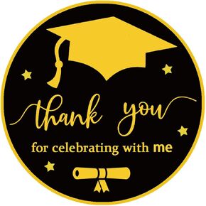 Graduation Stickers 2 Inch Congratulations Graduates Gold Foil Stickers Thank You for Celebrating with Me Stickers for Envelopes,Bag Seal Grad Party Decor(120 pcs)